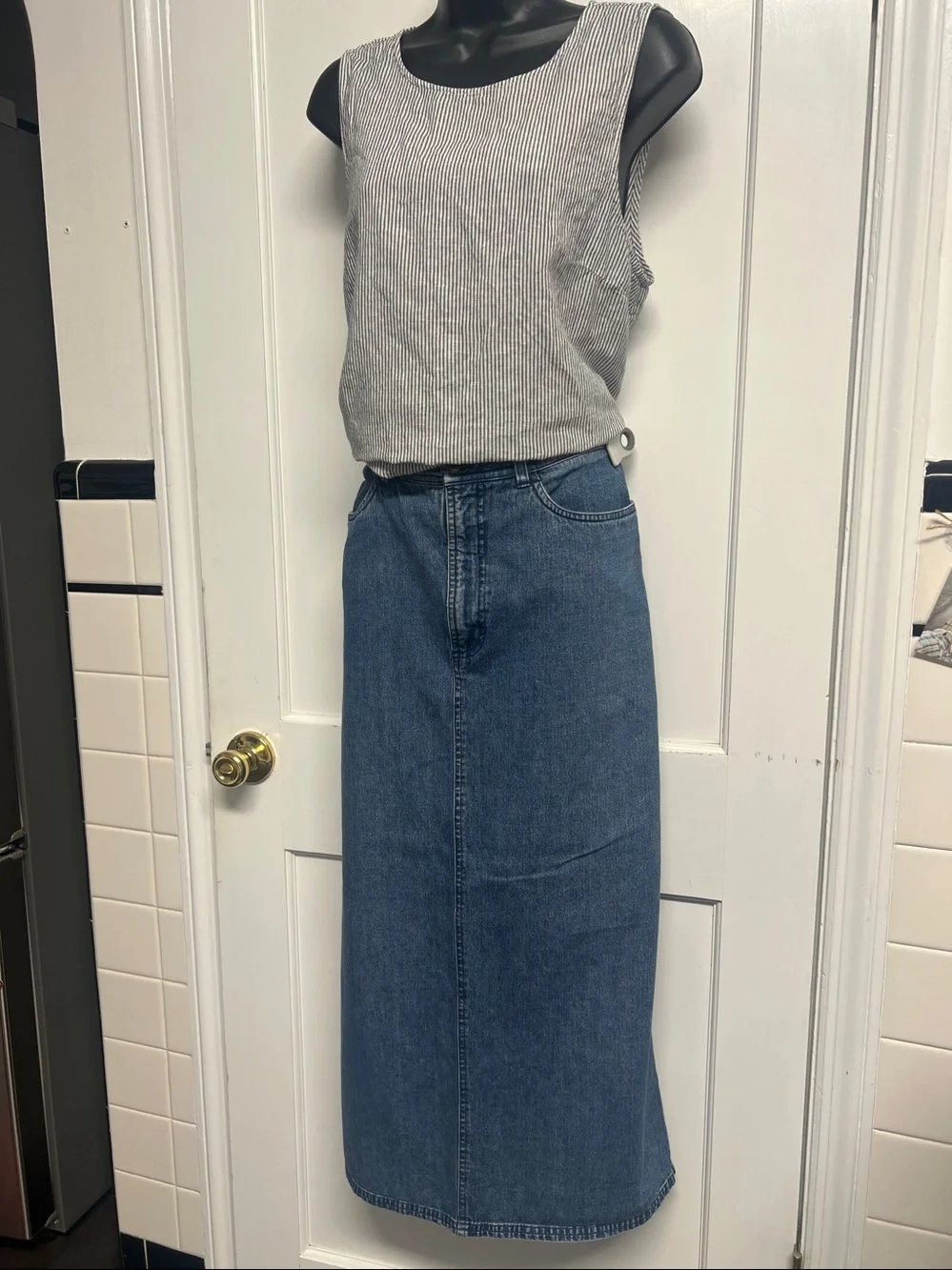 L.L. Bean Blue Denim Maxi Skirt
